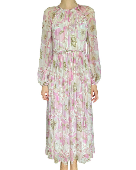 Zimmermann Pink Multi “Super Eight” Floral Silk Braided Midi Dress - 2 / M / US 8