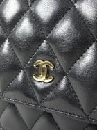 Chanel Black Lambskin Leather CC Classic Wallet on Chain GHW