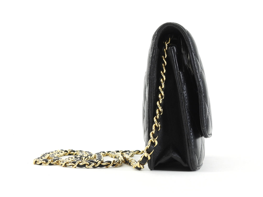Chanel Black Lambskin Leather CC Classic Wallet on Chain GHW