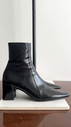 Saint Laurent Black Patent Leather Block Heel Ankle Boot - 37
