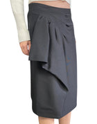 Maison Margiela Black Asymmetrical Ruffle Midi Skirt - IT 40 / US 4