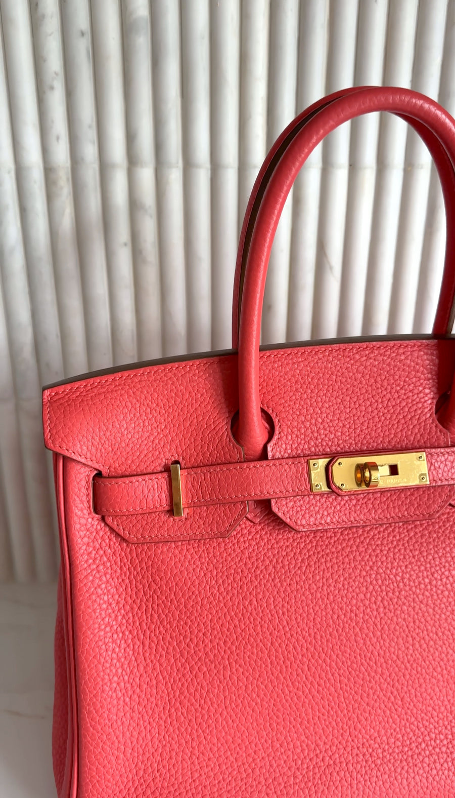 Hermes Birkin 30 Taurillon Clemence Leather Pink Rose Jaipur Bag GHW