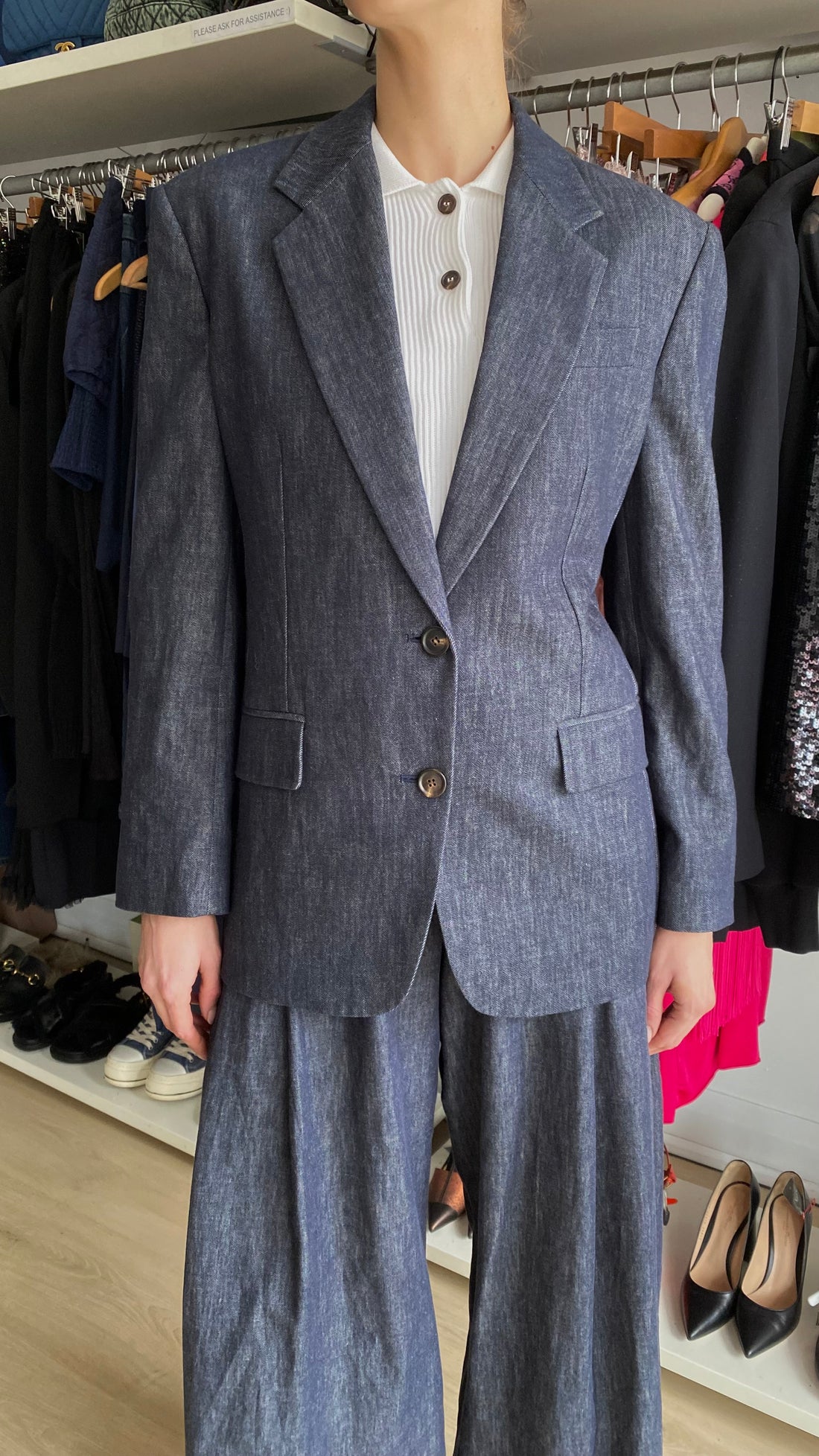 Brunello Cucinelli Dark Blue Single-Breasted Denim Blazer - IT 40 / US 6-8