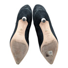 Giambattista Valli Black Suede Pointed Toe Calf High Pearl Heel Boot - 37.5