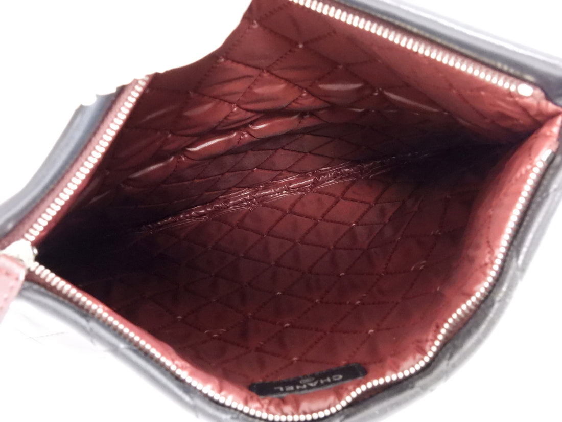 Chanel Black Quilted Lambskin Beauty Foldover Clutch Bag