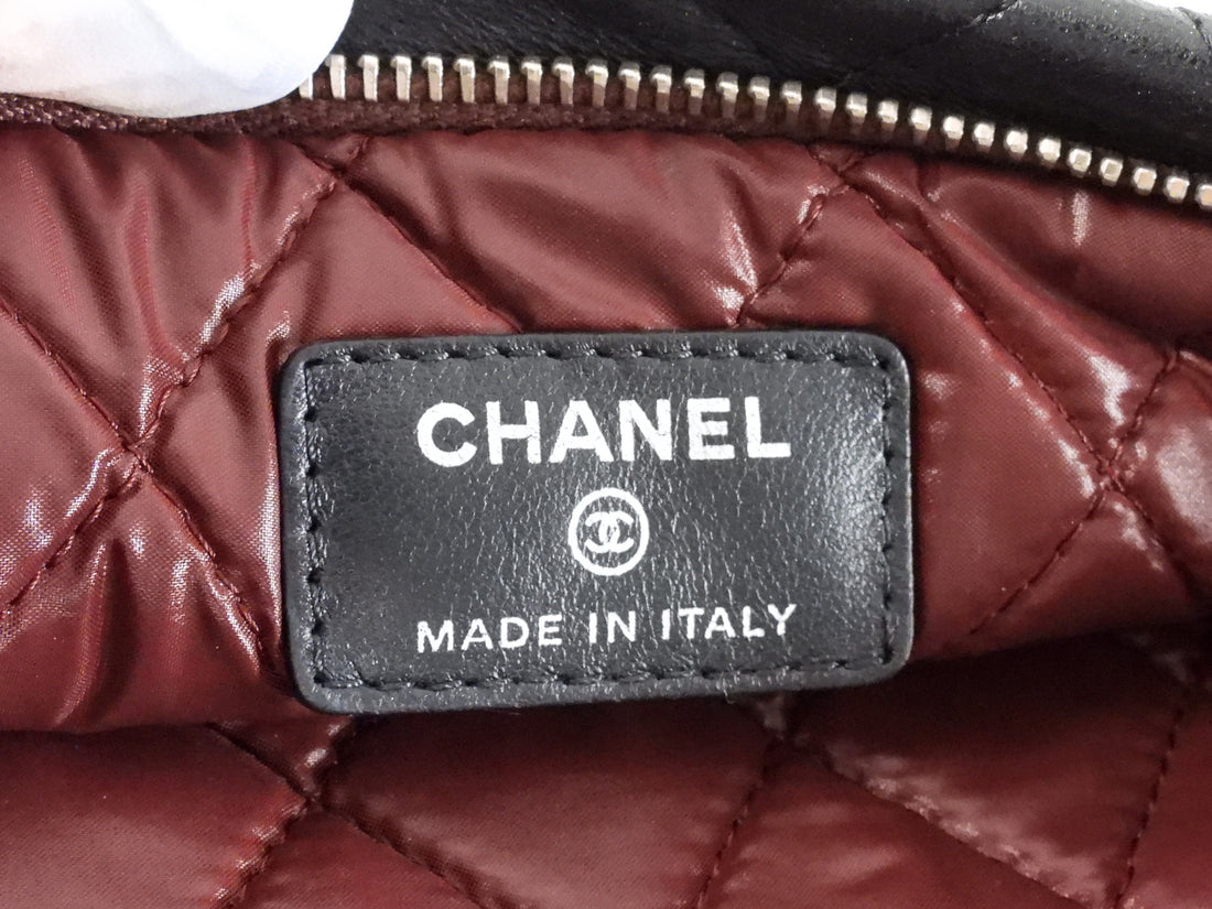 Chanel Black Quilted Lambskin Beauty Foldover Clutch Bag