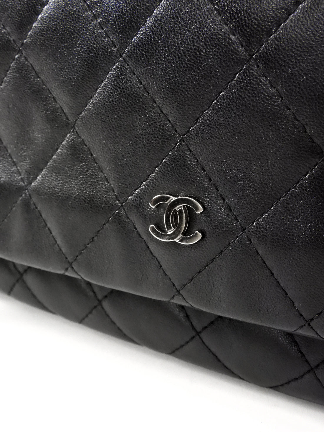 Chanel Black Quilted Lambskin Beauty Foldover Clutch Bag