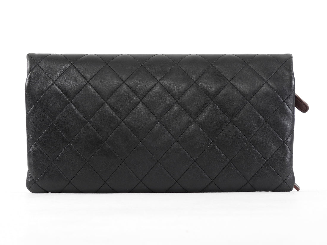 Chanel Black Quilted Lambskin Beauty Foldover Clutch Bag