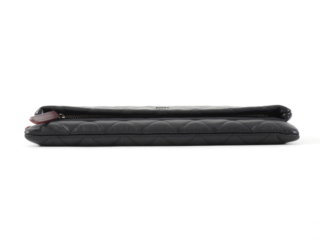 Chanel Black Quilted Lambskin Beauty Foldover Clutch Bag