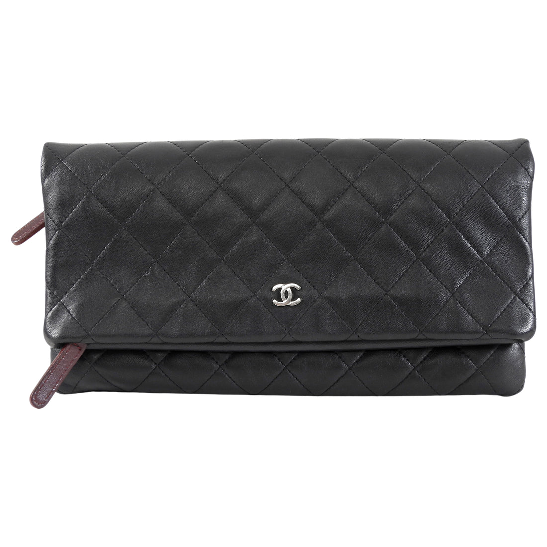 Chanel Black Quilted Lambskin Beauty Foldover Clutch Bag