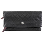 Chanel Black Quilted Lambskin Beauty Foldover Clutch Bag