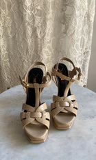 Saint Laurent Nude Patent Leather Tribute Platform Sandals - 36