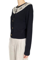 Nili Lotan Navy “Joséfa Fair Isle”Cashmere Cardigan - M