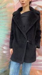 Max Mara Black Fiocco Teddy Coat - 38 / US 4