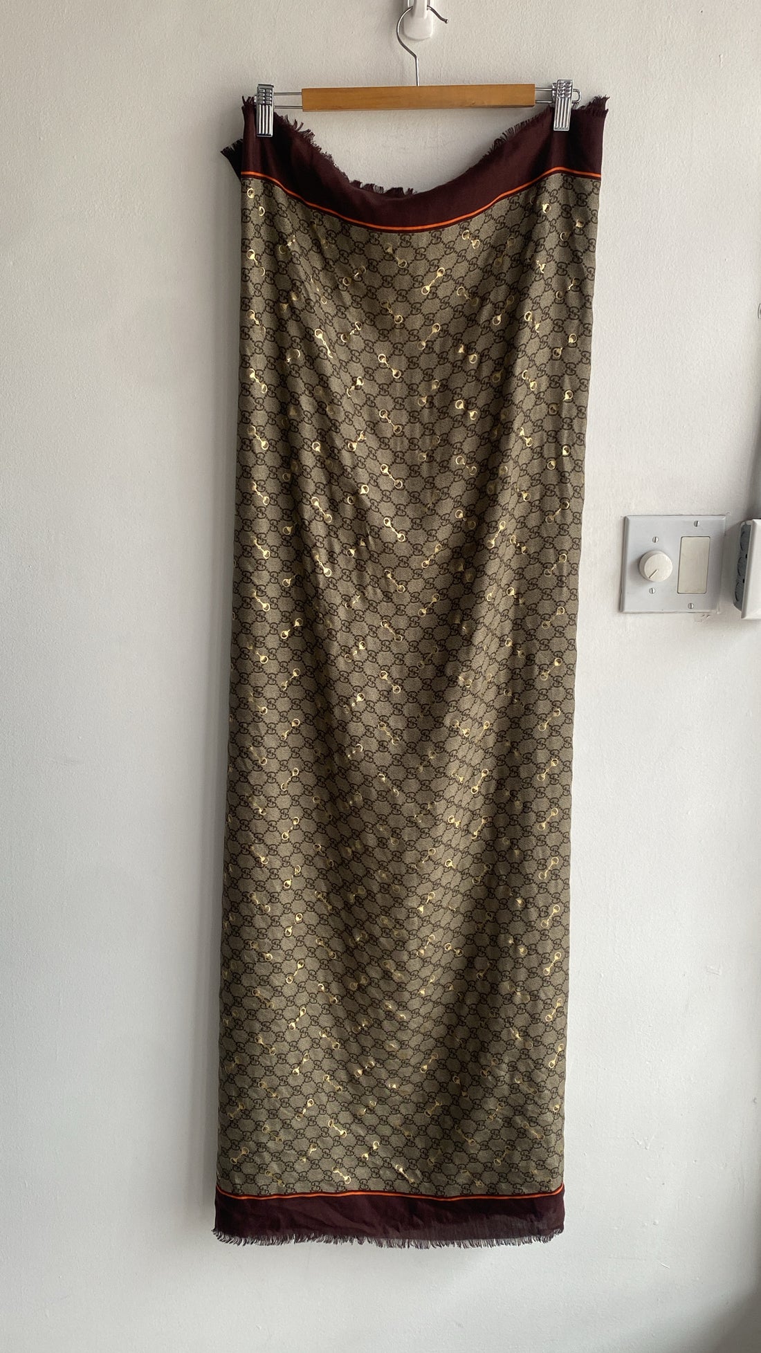 Gucci Gold Horsebit Embossed Monogram Shawl