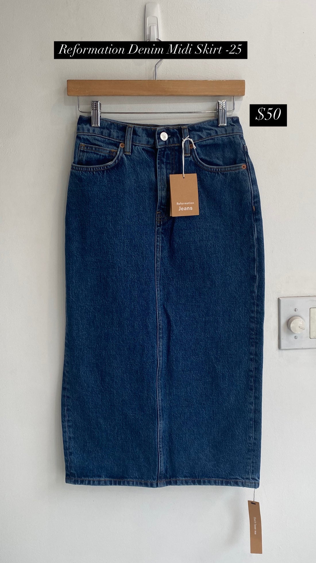 Reformation Denim Midi Skirt