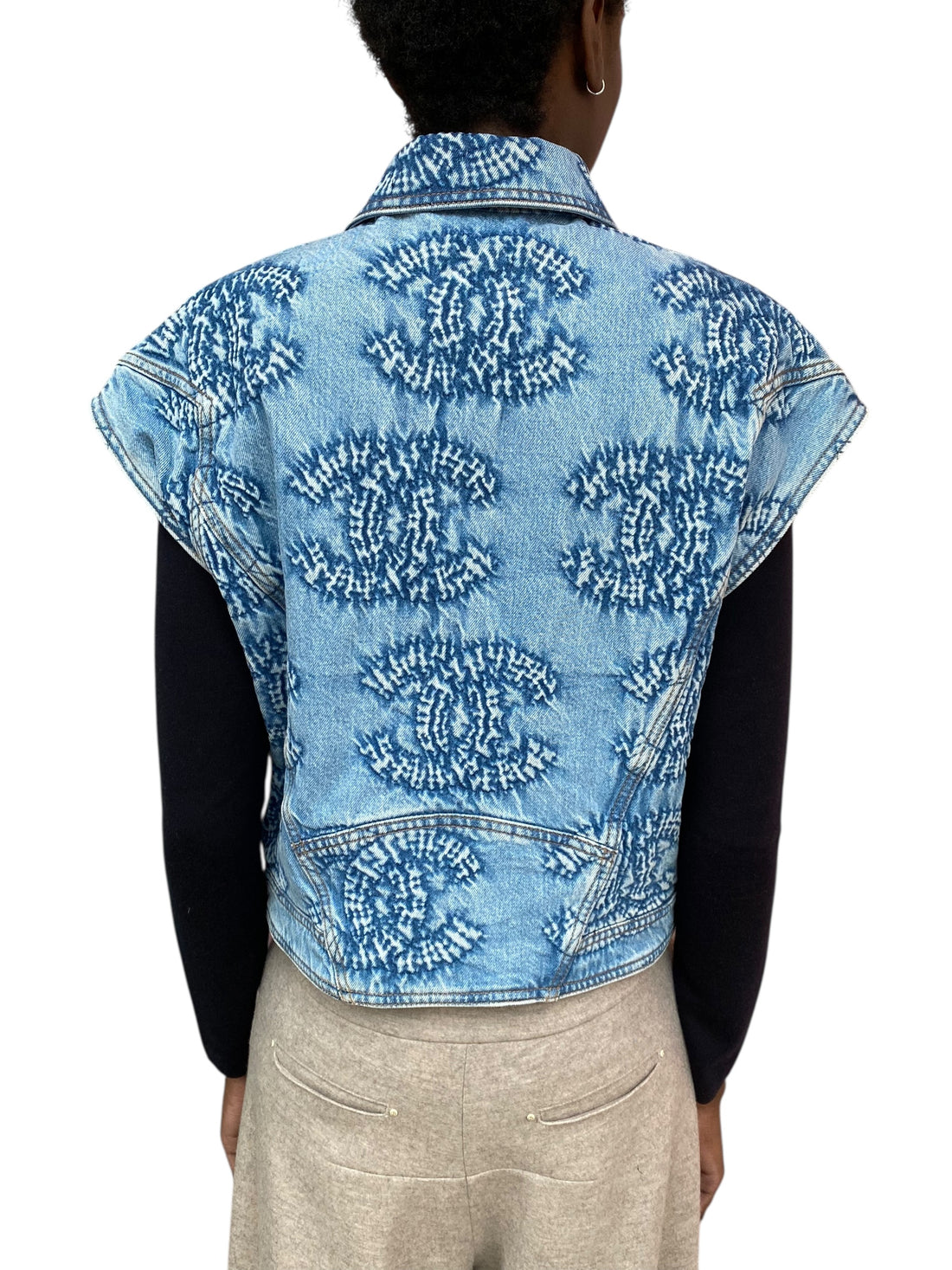 Chanel 24C Denim CC Logo Embroidered Vest - 38 / US 6