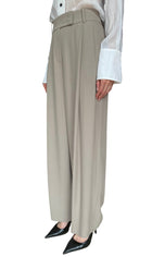 Giorgio Armani Taupe Silk Wide Leg Pleated Trouser - IT 42 / US 8