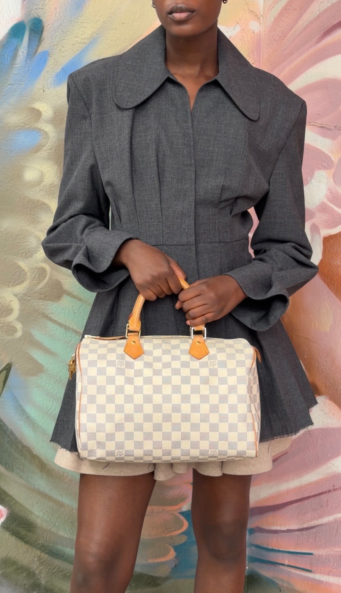 Louis Vuitton Grey White Damier Azur Coated Canvas Speedy 30 Boston Bag