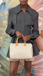 Louis Vuitton Grey White Damier Azur Coated Canvas Speedy 30 Boston Bag