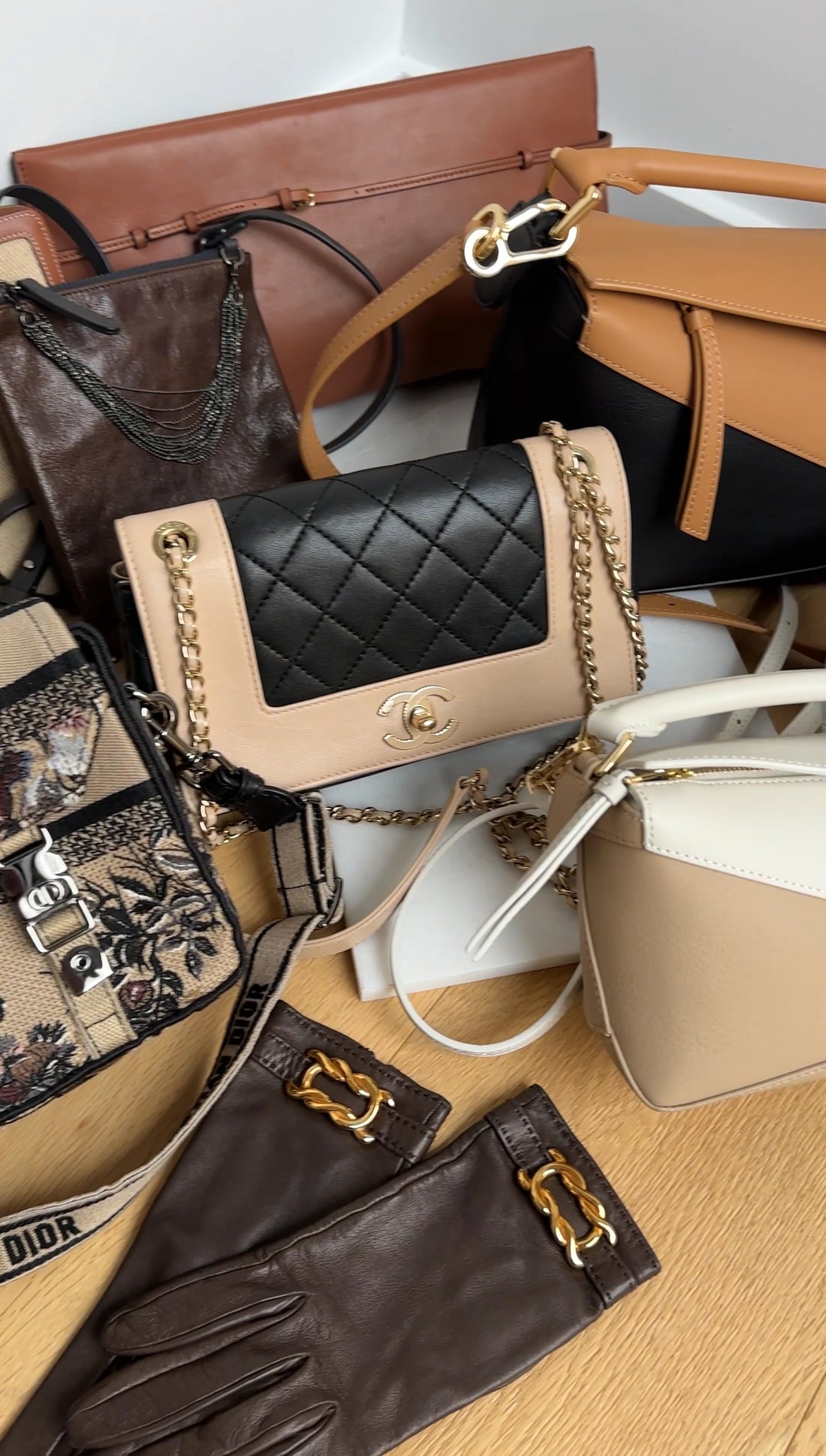 Chanel Mademoiselle Vintage Beige and Black Small Full Flap Bag