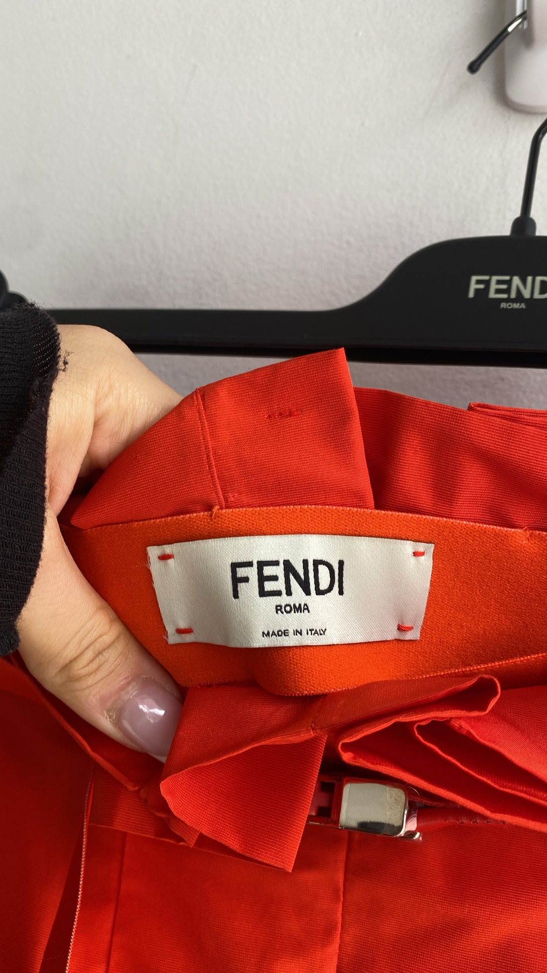 Fendi Orange Pleated Asymmetrical Skirt