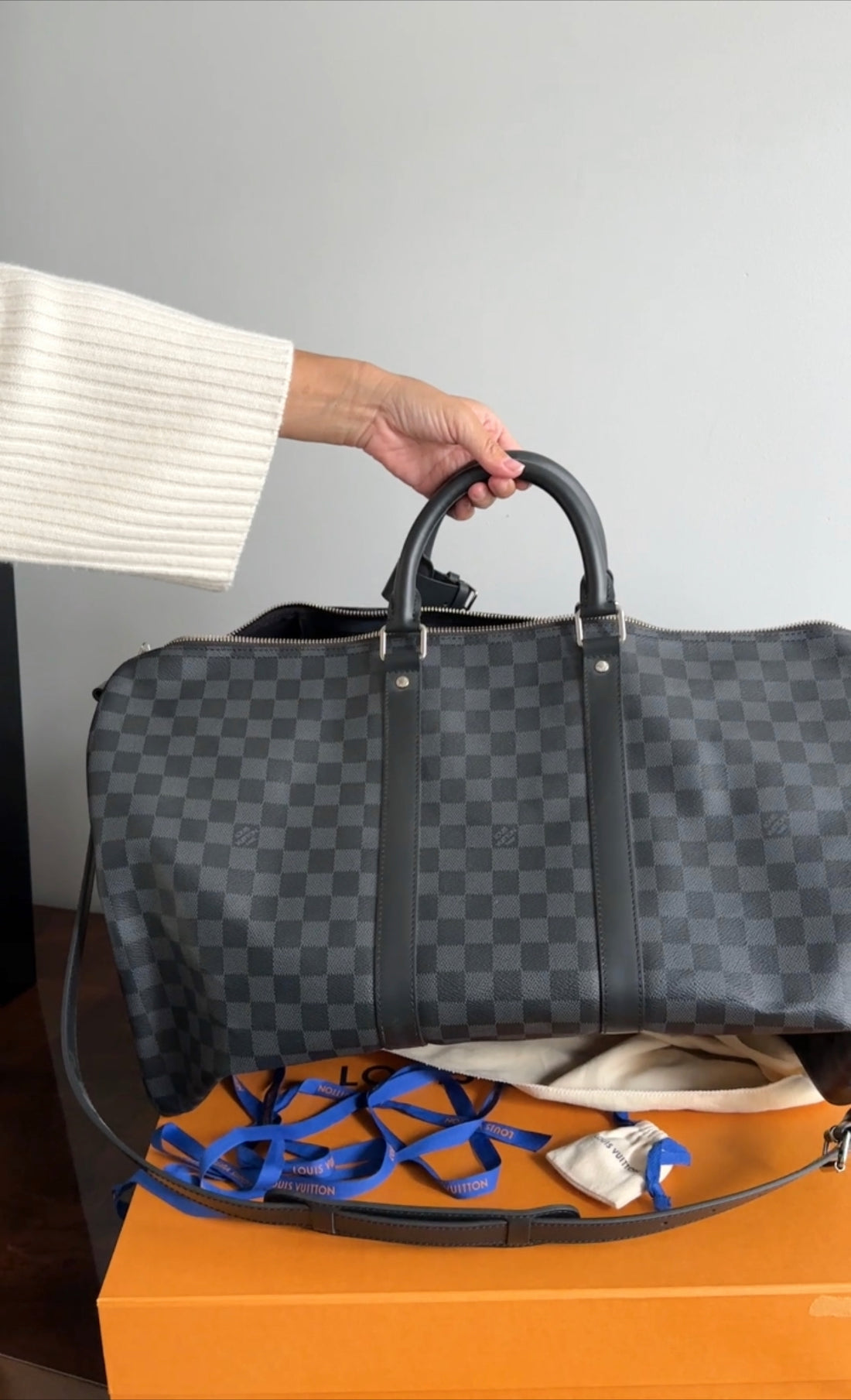 Louis Vuitton Keepall 55 Bandouliere Damier Graphite Travel Duffle Bag