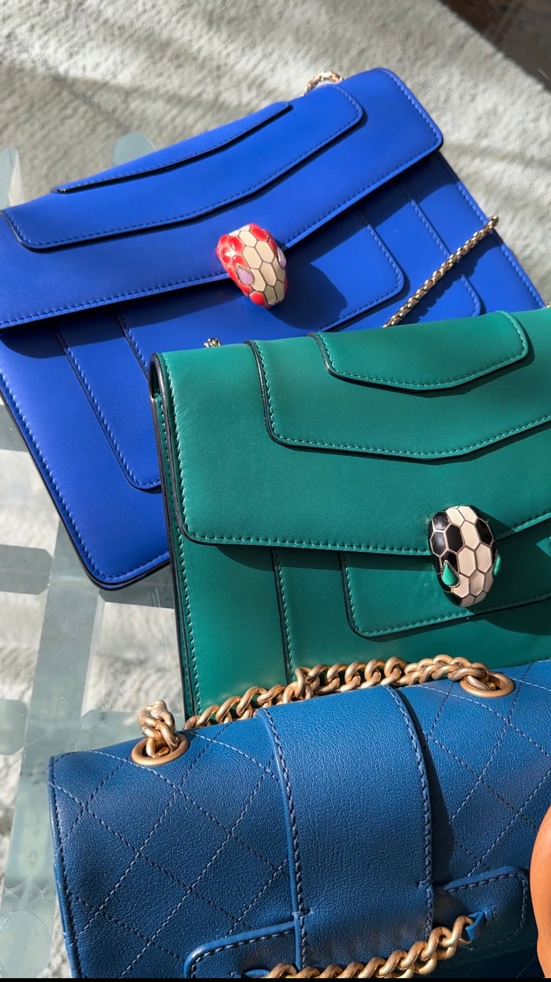 Bvlgari Cobalt Blue Leather Serpenti Forever Flap Bag