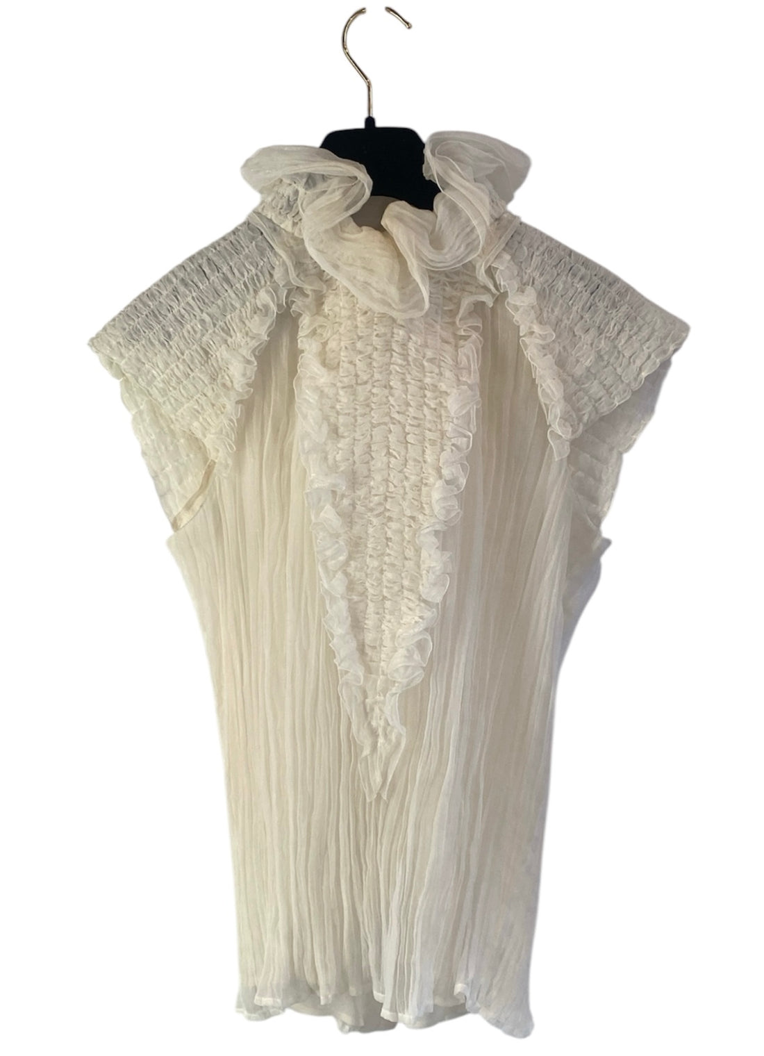 Chanel Silk Ruffle Sleeveless Top
