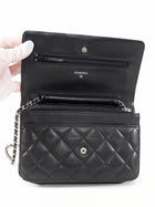 Chanel Black Black Lambskin Leather CC Classic Wallet on Chain SHW
