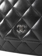 Chanel Black Black Lambskin Leather CC Classic Wallet on Chain SHW