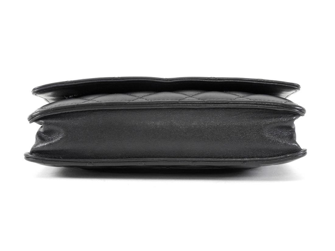 Chanel Black Black Lambskin Leather CC Classic Wallet on Chain SHW