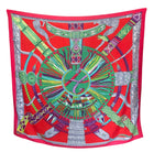 Hermes 140cm Silk Cashmere Cientures et Liens Pink Green Shawl Scarf