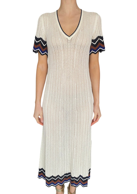 Eres Ivory Luna Striped Crochet Maxi Dress - S / US 4-6