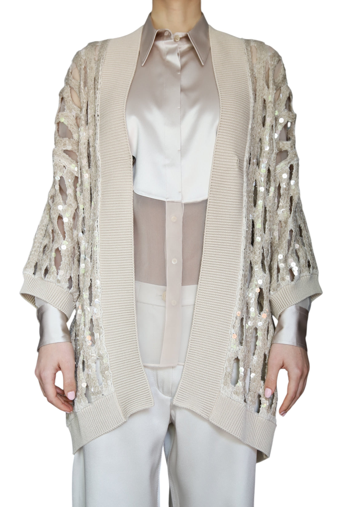 Brunello Cucinelli Knit Sequin Cutout Cardigan - IT 44 / US 8