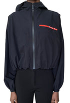 Prada Black Linea Rosa Cropped Hooded Windbreaker Jacket - XS / US 0-2