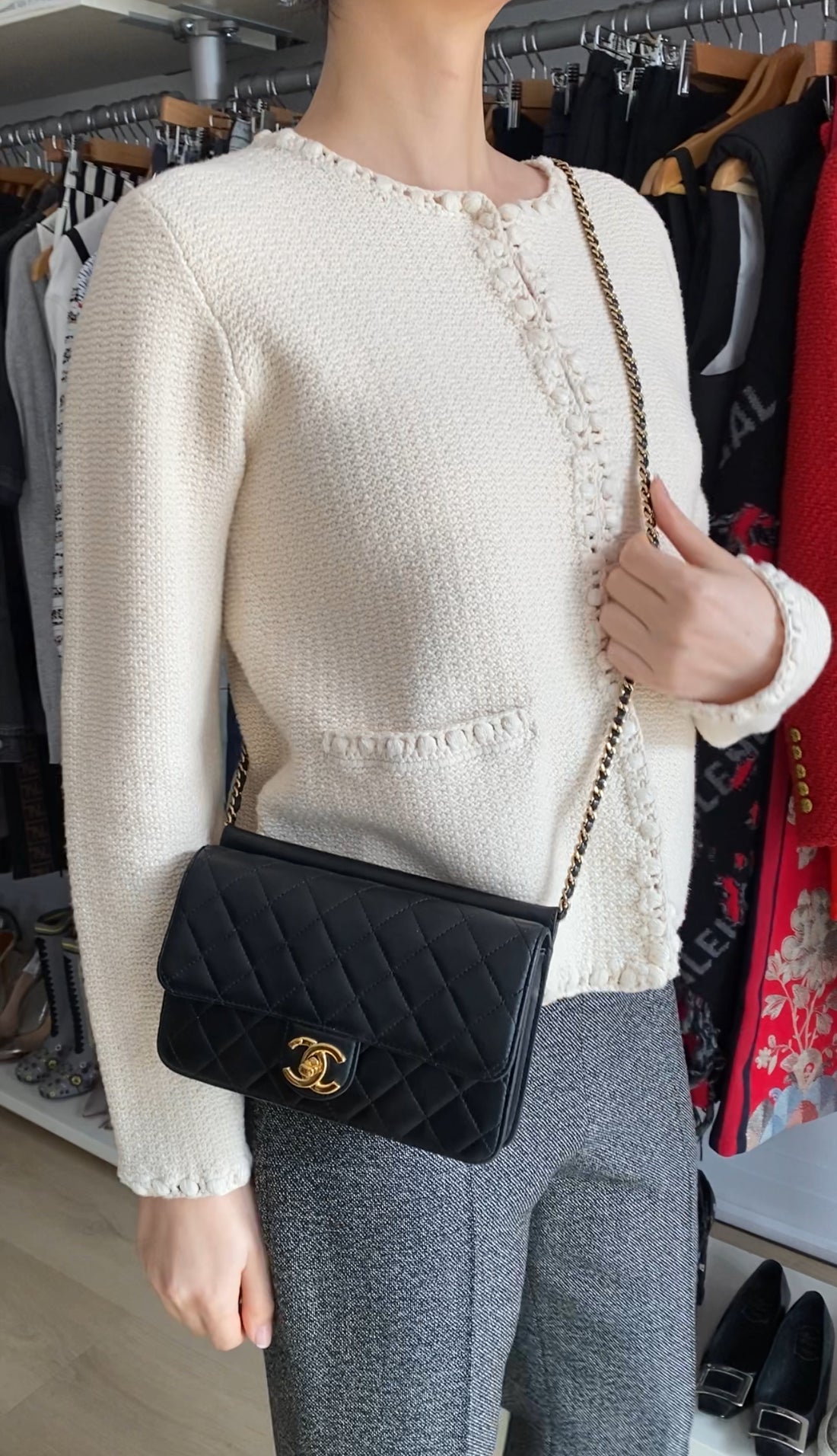 Chanel Small Black Quilted Leather Crossing Times Crossbody Bag