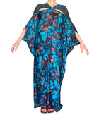 Roberto Cavalli Blue Silk Floral Animal Print Caftan - 38 / US 6-10