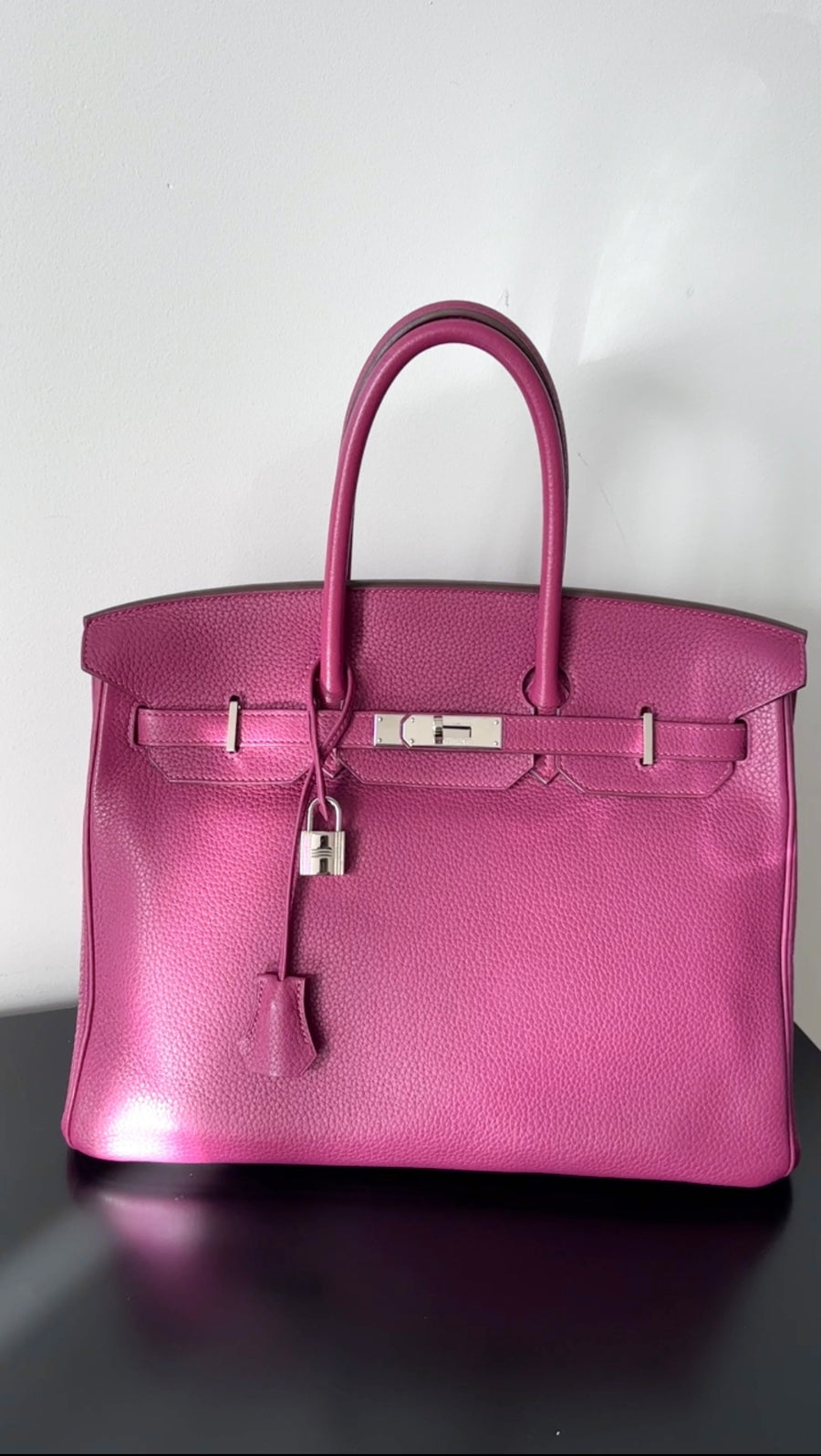 Hermes Birkin 35 Clemence Tosca Magenta Leather PHW Bag