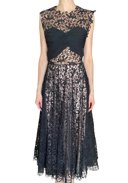 Giambattista Valli Black & Pink Lace Overlay Sleeveless Gown - IT 42 / US 6
