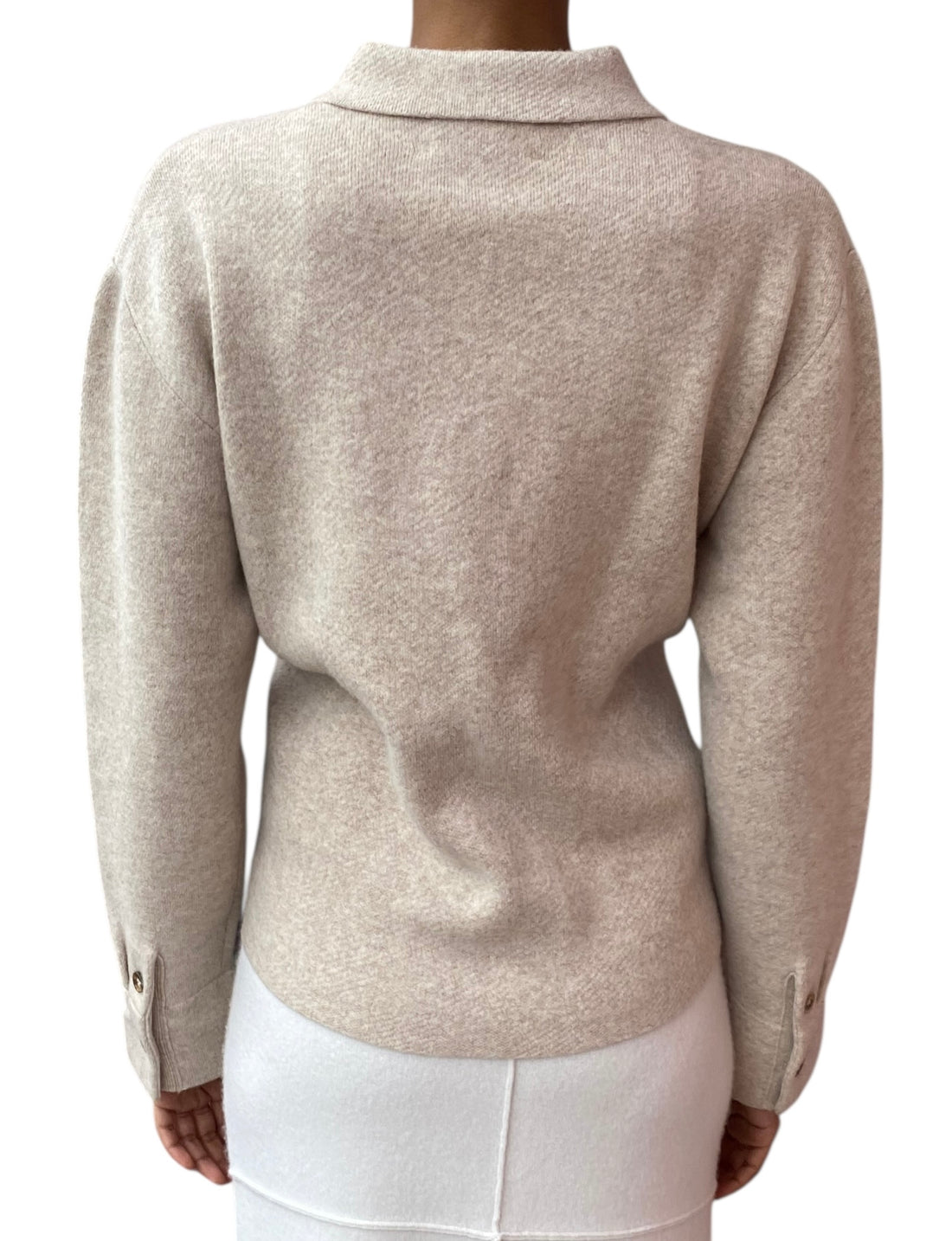 La Linge Oatmeal Beige Cashmere Blend Polo Sweater - S