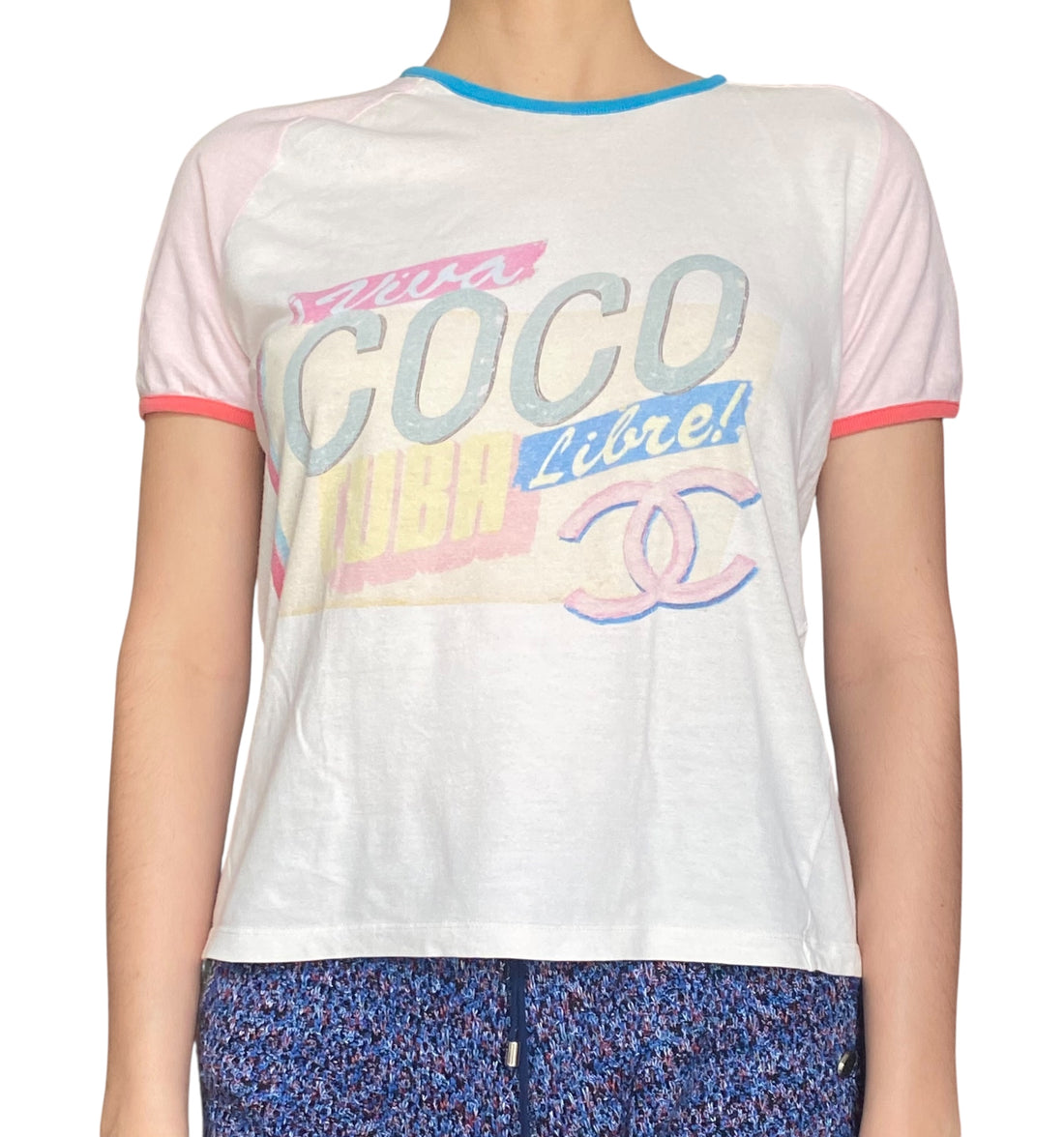 Chanel Pink & Blue “Viva Cuba” Tee - S