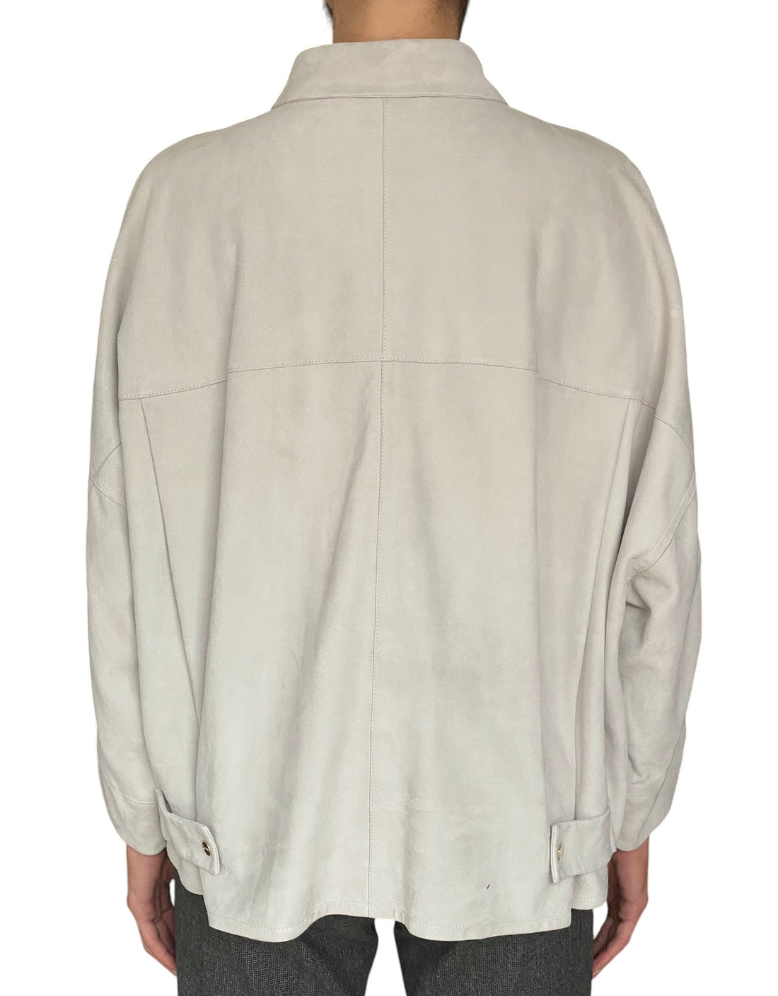 Herno Ecru Suede Snap Button Shirt Jacket - IT 40 / US 6-8