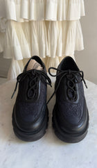 Gucci Midnight Navy and Black Monogram Nylon Combo Romance Derby Shoes - 35
