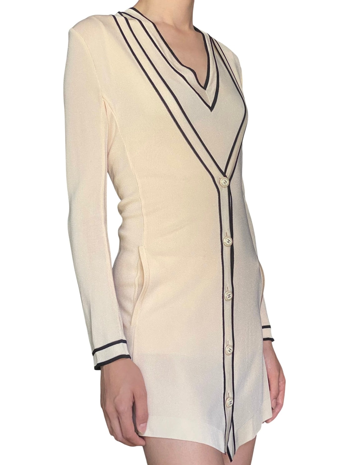 Chanel Beige 2014 Knit Tank Cardigan Dress Twin Set FR36 US