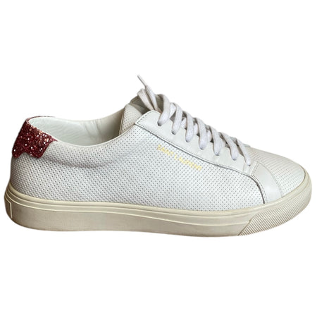 Saint Laurent Pink Sparkle Logo Sneakers - 36