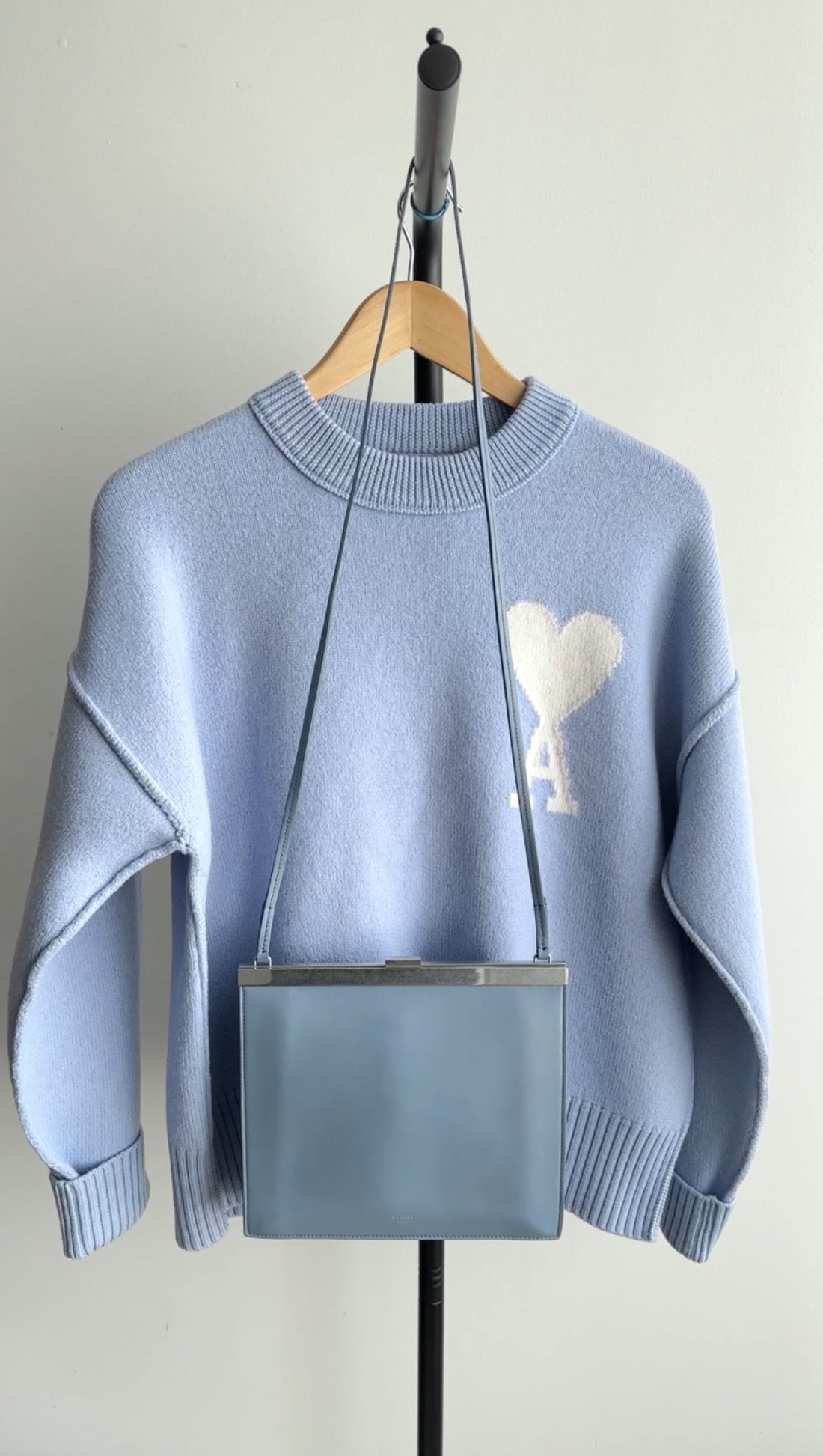 Ami Blue Wool Heart Logo Sweater - S