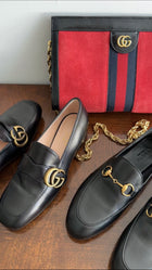 Gucci Black Leather Horsebit Loafers - 34