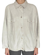 Herno Ecru Suede Snap Button Shirt Jacket - IT 40 / US 6-8