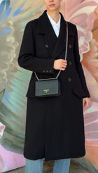 Prada Black Saffiano Leather and Nylon Tessuto Small Chain Bag